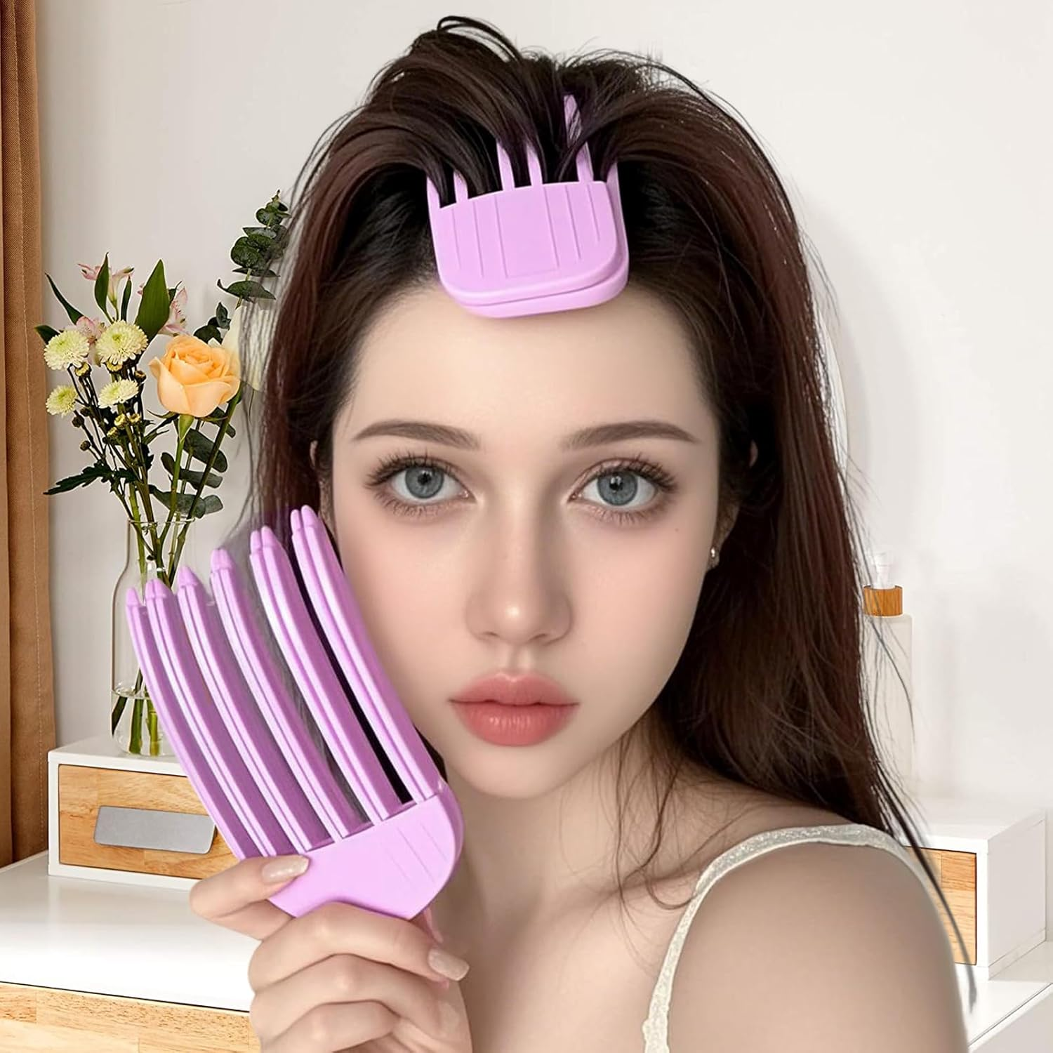 LINTRA Volume Hair Clip, Pack of 4 Volume Clips Hair Roots, 3 and 6 Teeth Volume Comb, Purple and Pink Volumising Hair Clip, for Lifting and Volume at the Hair Roots image number 2