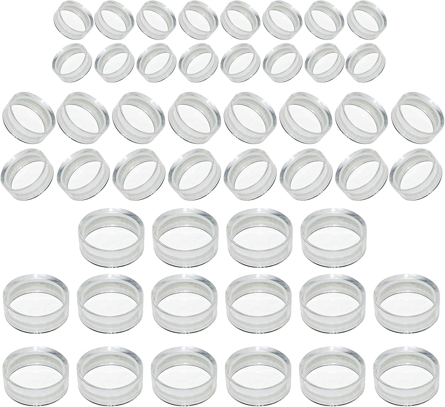 TERDEWE 48Pcs Clear Sphere Stand, Ball Stand Holder Rings - round Acrylic Plastic Display for Golf, Baseball, Softball, Tennis, Spheres, Marbles, Collection - 3 Sizes