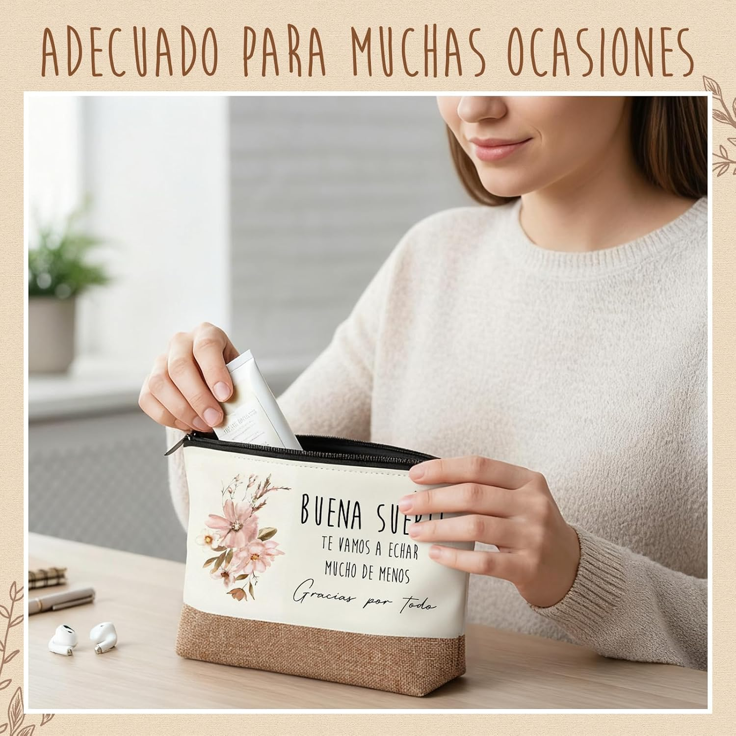 Xuniea Pack of 3 Farewell Gifts for Colleagues Employees Women Cosmetic Bag Ballpoint Pen Keychain Thank You Christmas image number 2