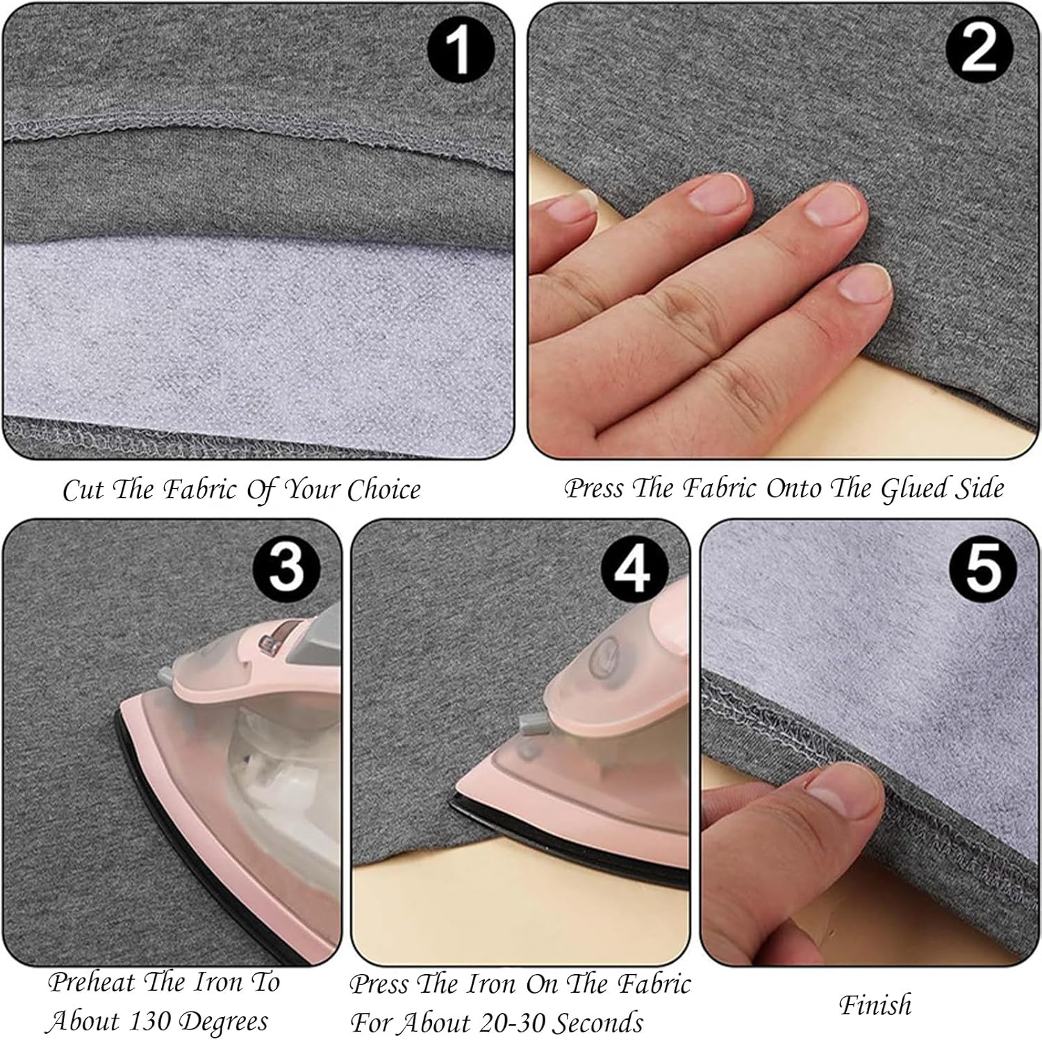 ZHIGOU Medium Weight Iron-On Non-Woven Fusible Interfacing 15.75 Inch X 30 Yard,Fusible Fleece,White Polyester Single-Sided Interfacing Fabric for Fsewing Supplies, Quilting,Diy,Bags,Home Decoration image number 6