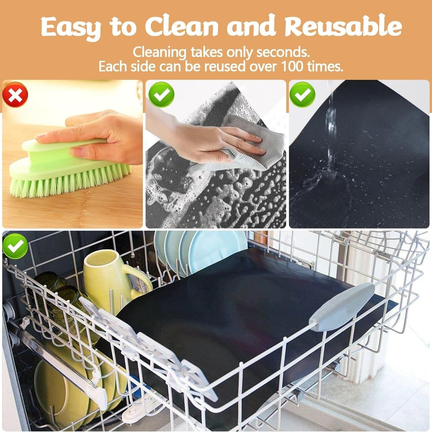 5 Pack Oven Liners for Bottom of Oven-40X33Cm, BBQ Grill Mats for Outdoor Grill, Teflon Oven Liners for Bottom of Oven for Gas, Charcoal, Electric Grill Kitchen Cooking Accessory Reusable image number 6