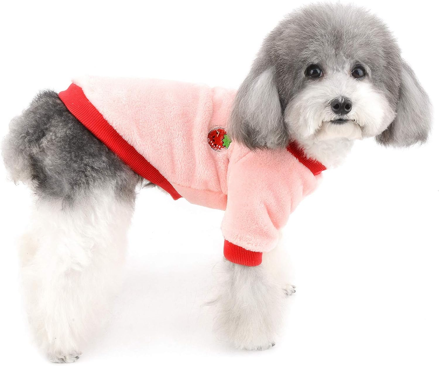ZUNEA Small Dog Jumper Winter Warm Sweater Coat Fleece Puppy Clothes Cute Colorful Fruits Knitting Strawberry Pet Cats Jacket Coats Soft Pullover Apparel for Cold Weather Pink XL image number 7