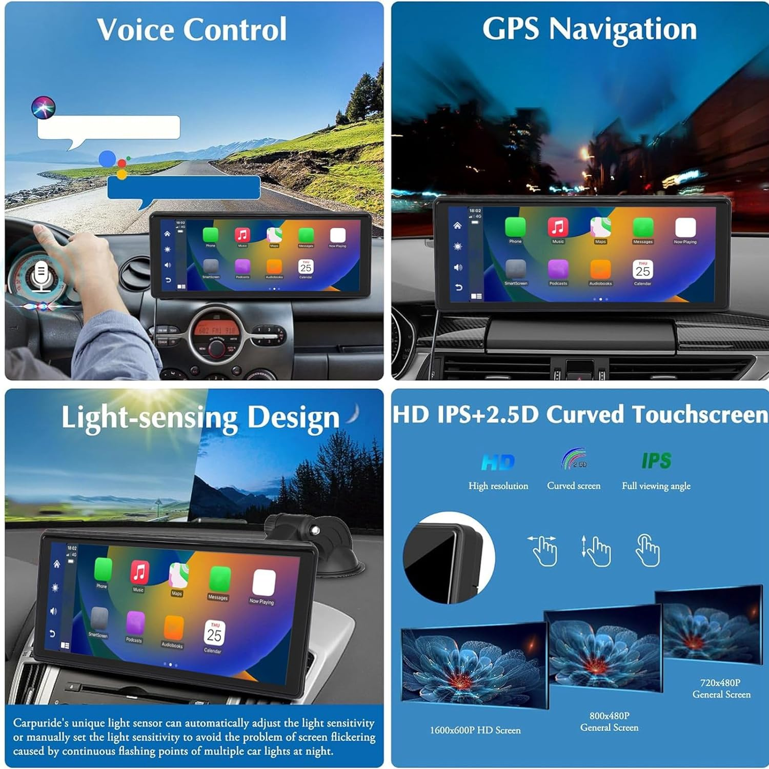 Portable Car Stereo for Carplay for Android Auto, 10.26 Inch IPS Touchscreen, Bluetooth 5.0 Wireless Car Touch Screen Radio Support Mirror Link image number 4