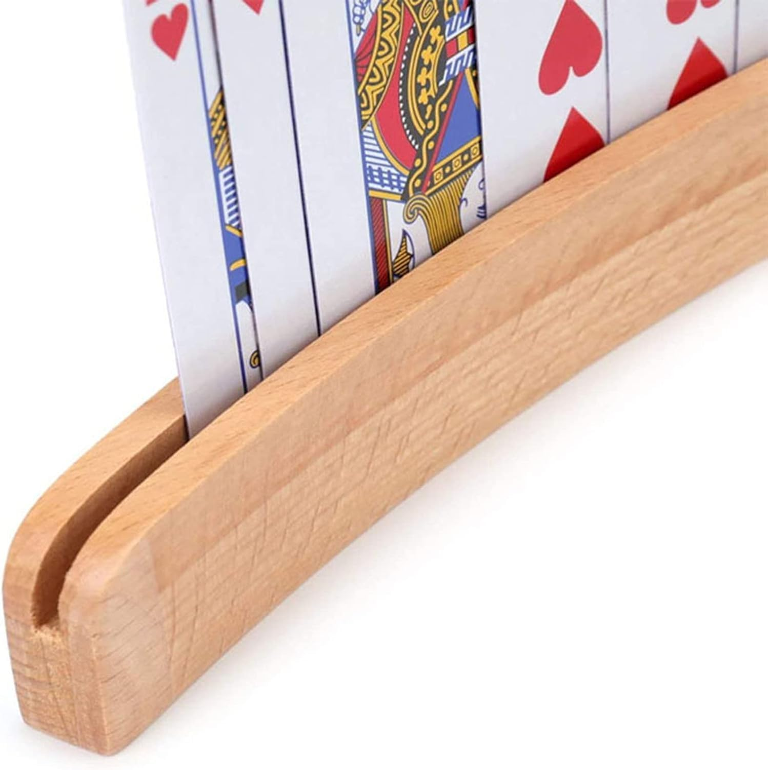 Set of 2 - Wood Bent Playing Cards Holder Solid Wood Card Holder Play Card 13 "Tray Holder Organizer with Extended Base Stable Enough Card Holder Card Game for Kids, Adults, Small Hands, Seniors image number 5