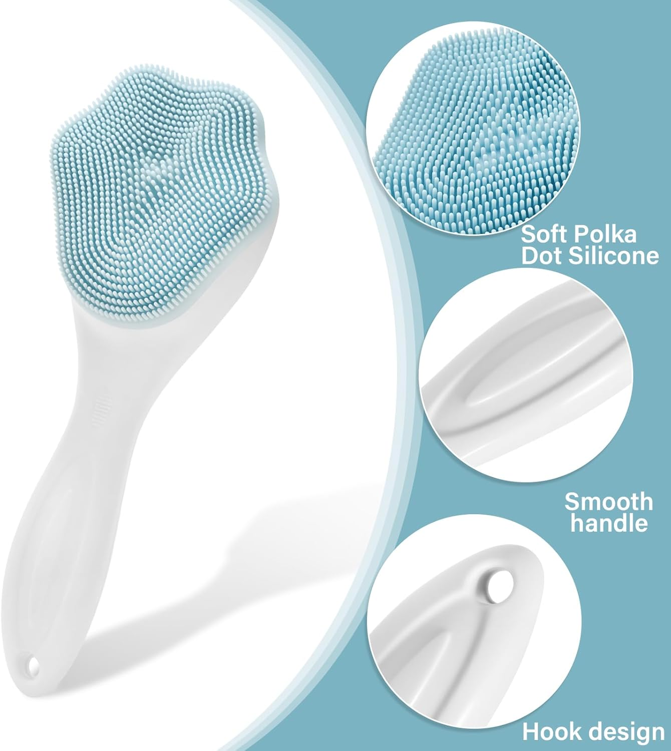 NILLOS Silicone Face Scrubber Brush, 3 PCS Cat Paw Facial Cleaning Brush for Deep Cleaning Silicone Exfoliating Tool(Pink, Blue, Green) image number 6