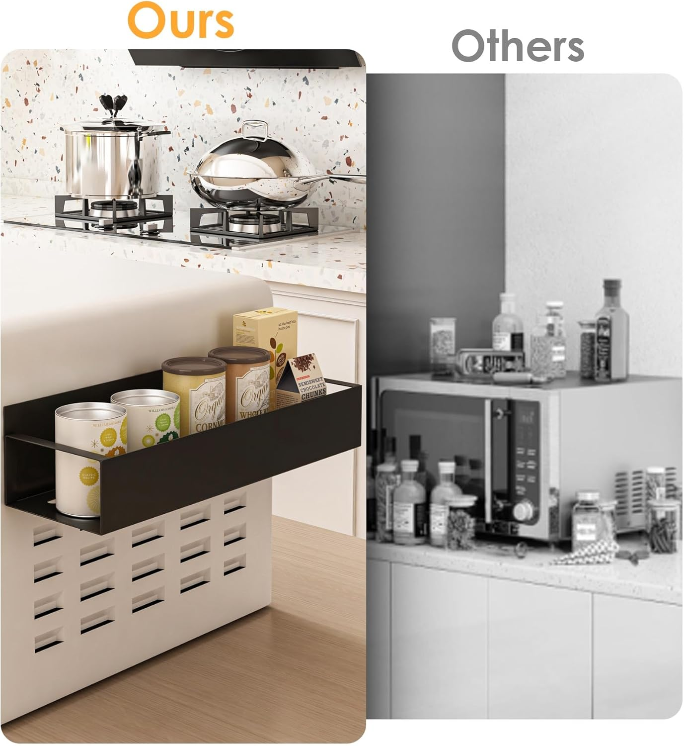 BREENHILL Magnetic Spice Rack,Spice Rack Organizer for Refrigerator, Moveable Magnetic Shelf for Fridge Organizer for Kitchen and Oven Organization (Black, 4 Pack) image number 6