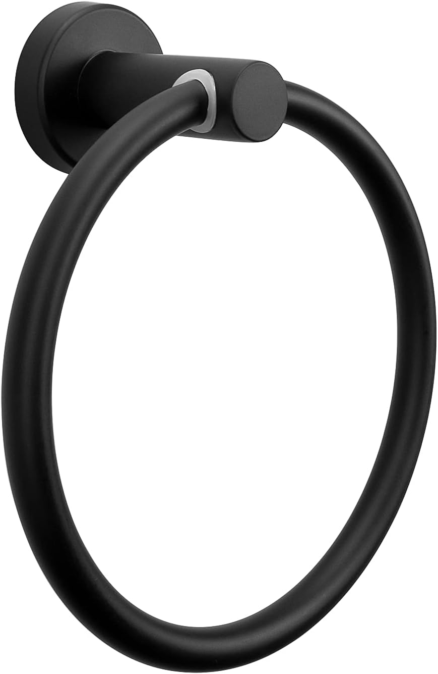 Nearmoon Bath Towel Ring, Bathroom Hardware Accessories-Thicken Stainless Steel Hand Towel Holder for Bathroom, Modern round Towel Hanger Wall Mounted (Matte Black, 1 Pack) - 4, Brushed Nickel image number 2