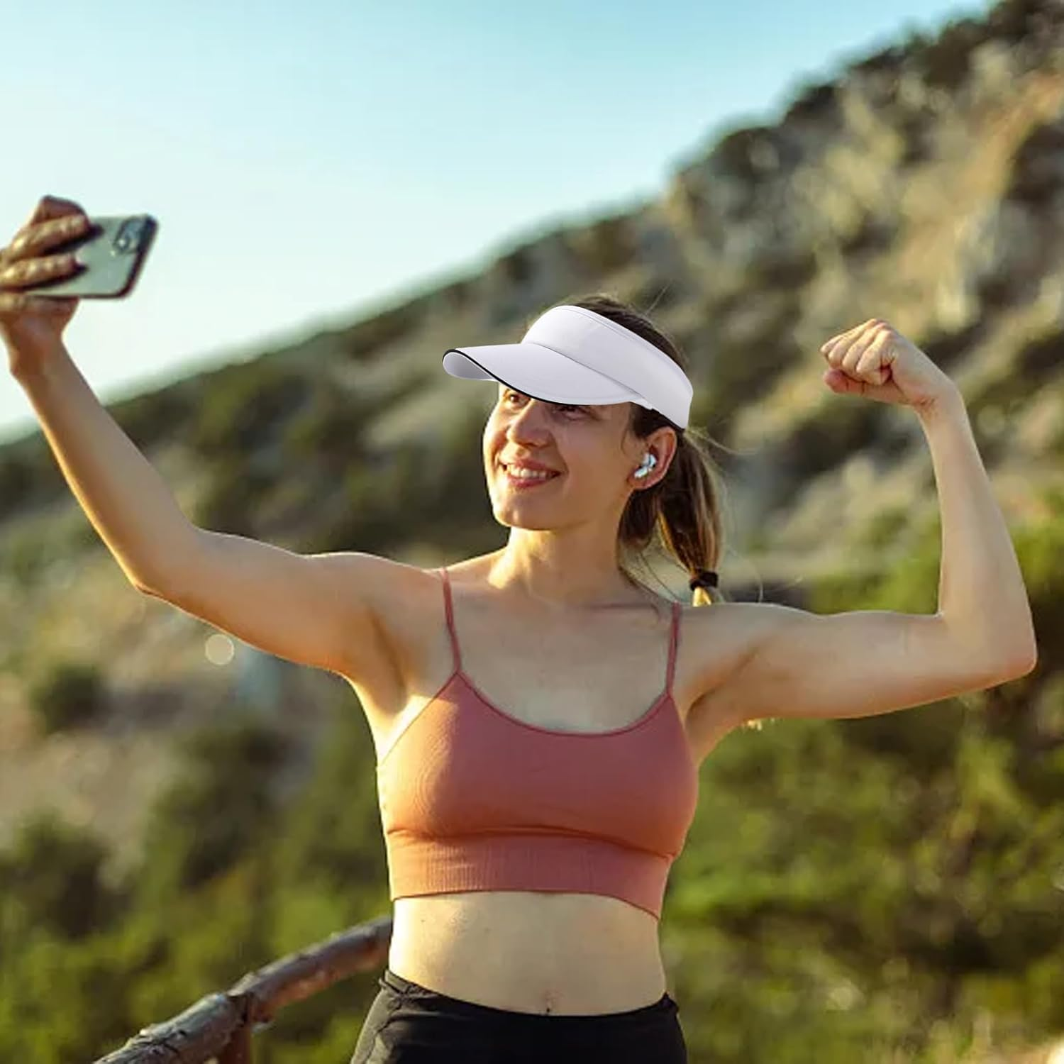 NHTJTHE 2 X Visor Cap, Breathable and Sweat-Absorbing Summer Cap with Sun Visor, Unisex, Adjustable, Outdoor Visor Cap, for Golf, Cycling, Fishing, Tennis, Running (1 Black + 1 White), Black