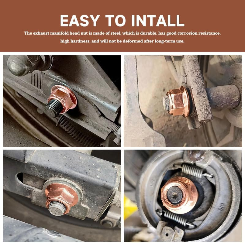 12 Pcs M8 Exhaust Manifold Nuts, High Temperature Resistant Copper Self-Locking Hex Nuts, Automotive Engine Head Replacement Compatible with BMW E30 3 Series image number 1