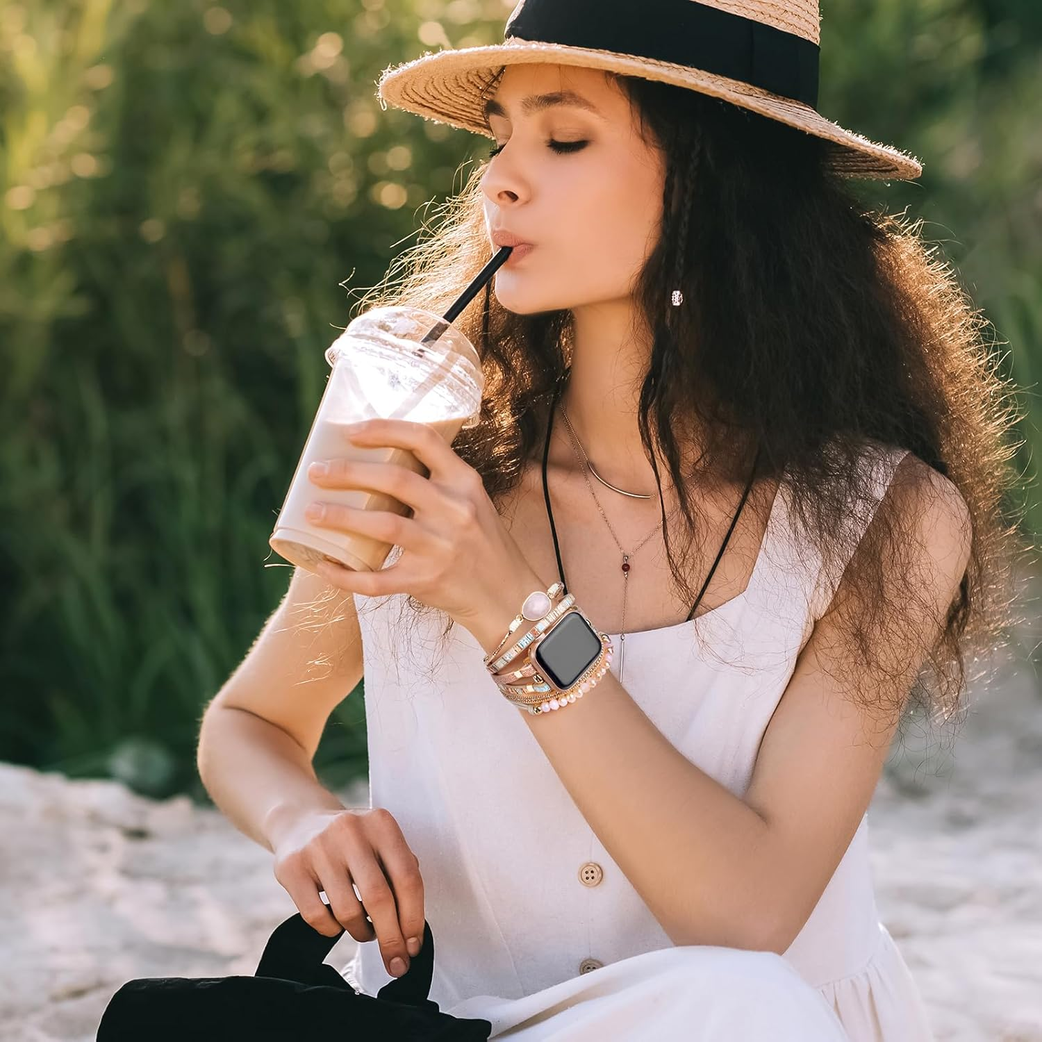 CHARMINGO Boho Leather Bands Compatible with Apple Watch Band Bracelet for Women Men 38Mm/40Mm/41Mm 42Mm/44Mm/45Mm/49Mm, Cute Apple Watch Strap for Iwatch Band Series 9/8/7/6/5/4/3/2/1/SE Ultra 2