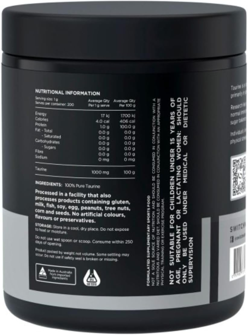 Switch Nutrition Taurine 200Gm Unflavoured 200 Serves image number 2
