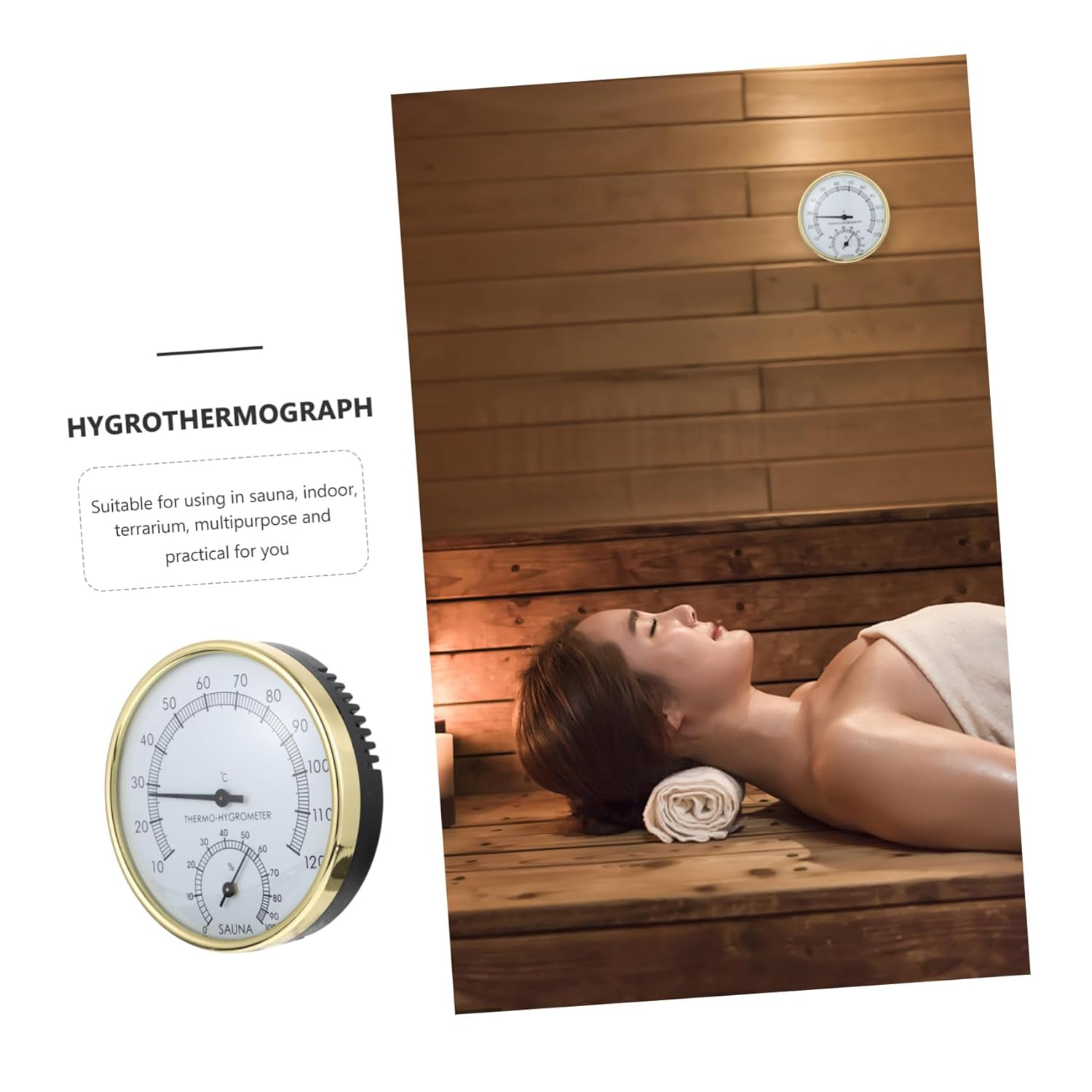UPKOCH High Precision Sauna Hygrothermograph Thermometer Hygrometer with Design Sauna Accessory for Accurate Temperature and Humidity Display image number 2