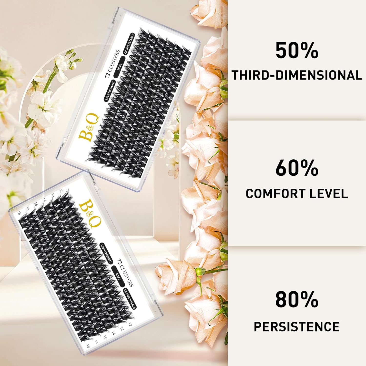 B&Qaugen Lash Clusters D Curl 10 Mm DIY Eyelash Extensions 72 Clusters Lashes C D Curl B&Q LASH Fluffy Individual Lashes Eyelash Clusters Extensions Individual Lashes Cluster DIY at Home (B17-D-10Mm) image number 5