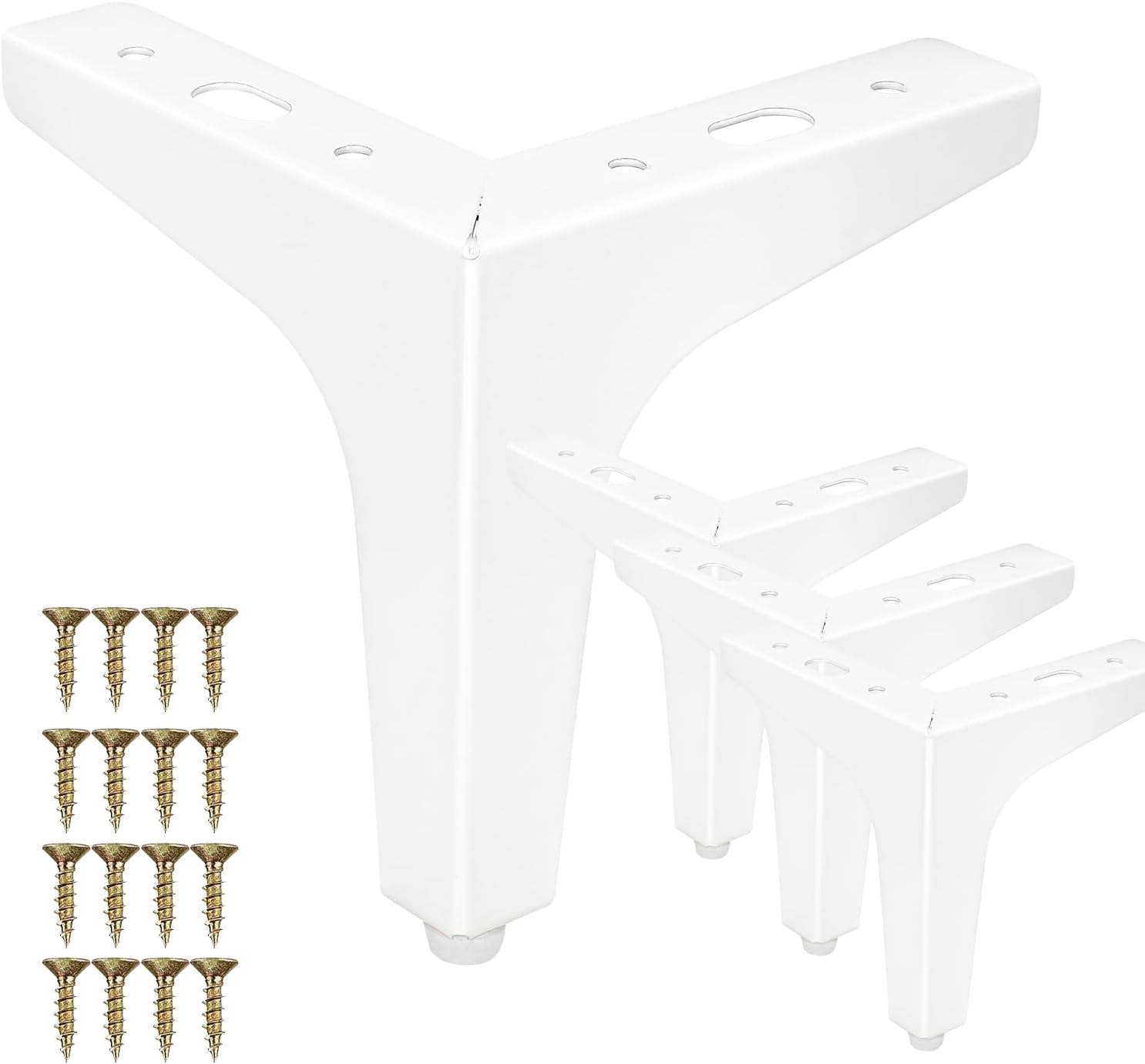 La Vane 5 Inch / 13Cm Metal Furniture Legs, Set of 4 - Modern Diamond Triangle White DIY Replacement Feet Corner Legs for Cabinet, Sofa, Sideboard, Couch, Dresser Makeover image number 1