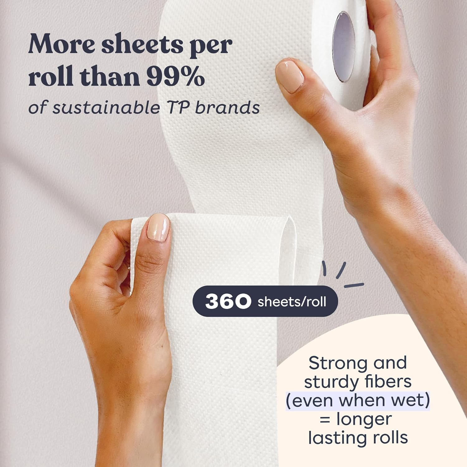 Betterway Bamboo Toilet Paper 3 PLY - Eco Friendly, Sustainable Toilet Tissue - 12 Double Rolls & 360 Sheets per Roll - Septic Safe - Organic, Plastic Free, Compostable & Biodegradable - FSC Certified image number 3