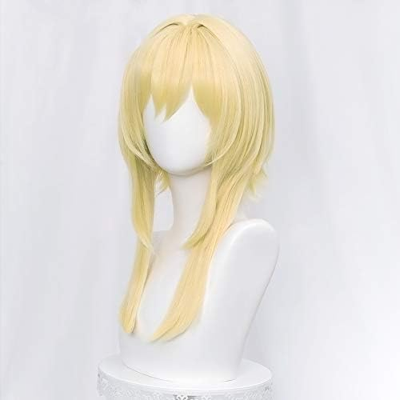 LABEAUT&Eacute; Anime Yellow Wig for Lumine Cosplay Wig Blonde Straight Hair with Bangs + Cap (Traveler-Lumine) - Blonde - Barbara image number 6