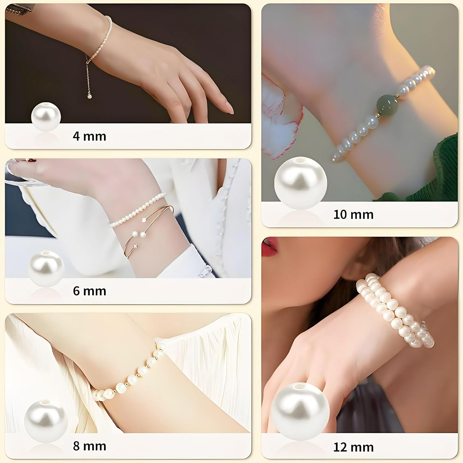 MYTOAU 1860Pcs Pearl Beads for Bracelets Making,Spacing Bead Set,Multi-Shape Pearls and Gold Spacer Bead,Round Pearls Beads Craft DIY for Jewelry Making Kit for Adults Charms for Bracelets String image number 4