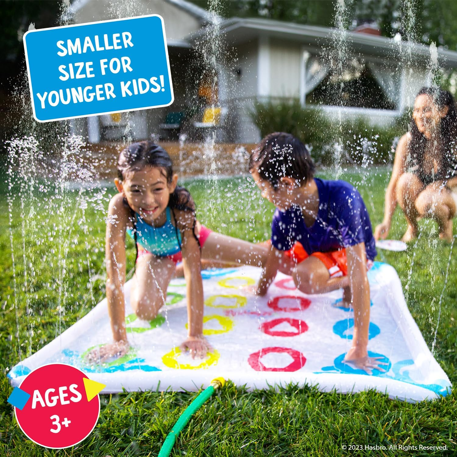 Hasbro Twister Jr. Splash &ndash; Outdoor Inflatable Water Twister Game for Kids image number 1