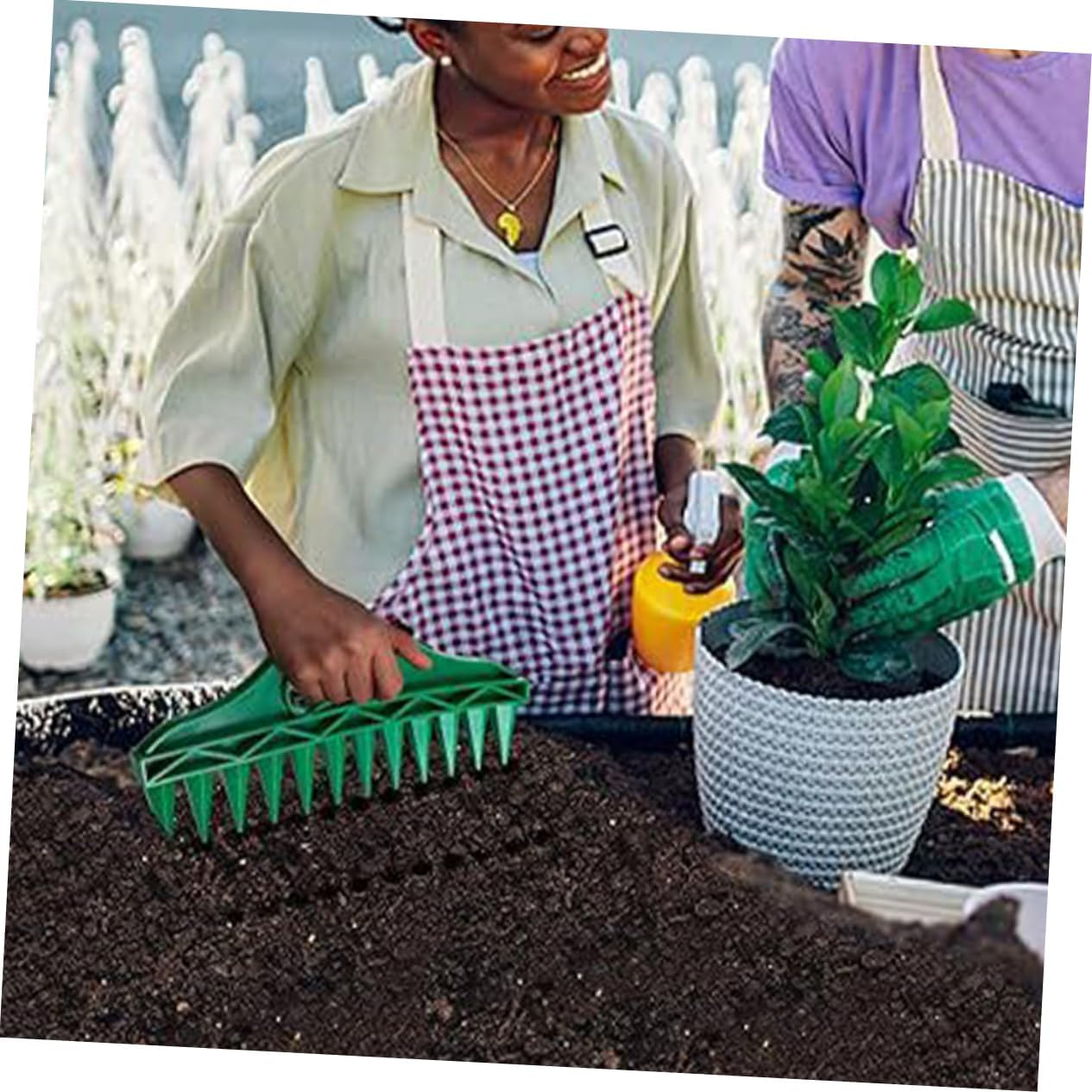 2Sets Garden Dibber Planting Dibber Gardening Tool Handheld Soil Digger Hole Punch Practical Planting Tool image number 1