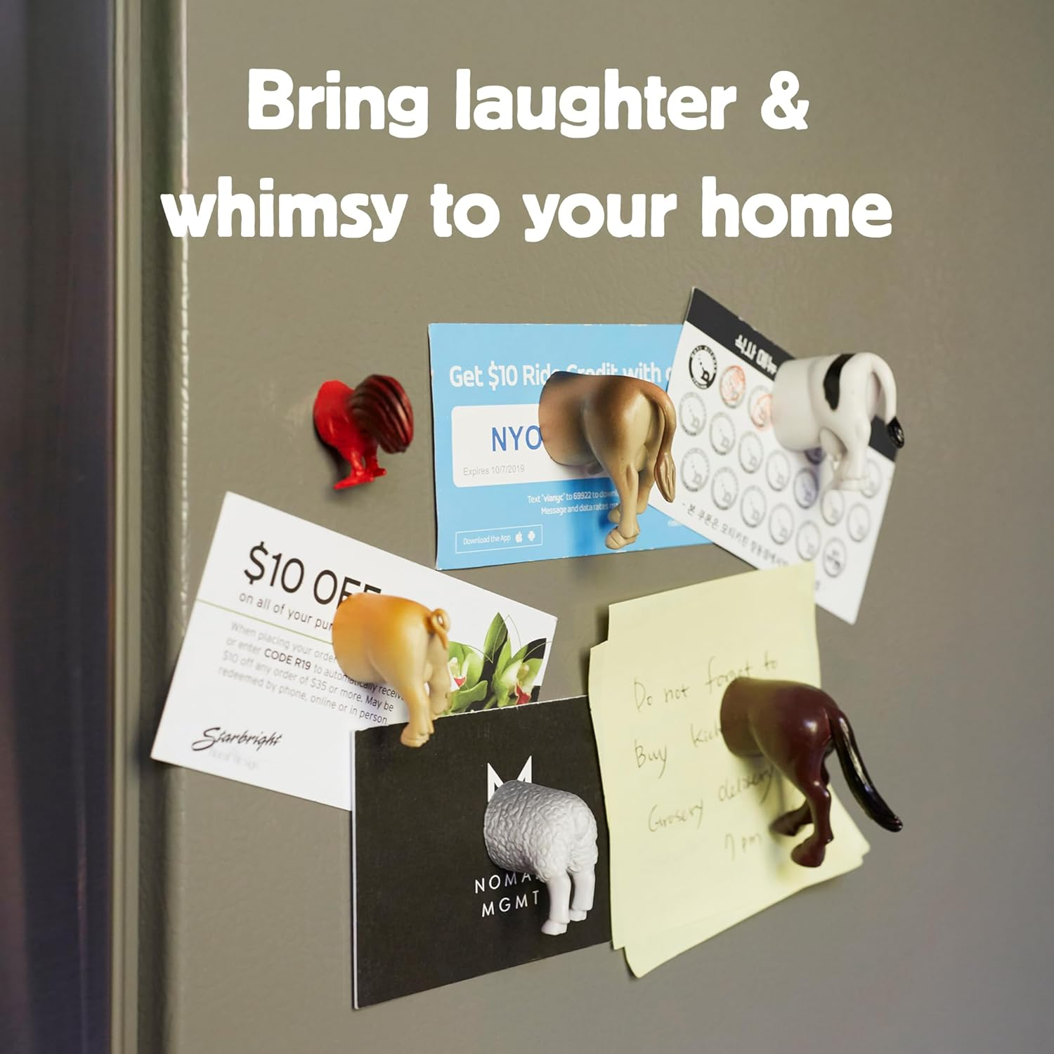 Kikkerland Farm Animal Butt Magnets, Set of 6 (MG26) image number 3