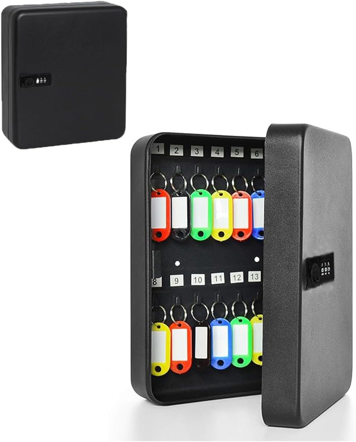 Hysgscwd Wall Mount Key Cabinet with 28 Hooks & Key Tags, Steel Key Storage Lock Box with Combination Lock, Security Key Lock Box with Code, Key Lock Organizer, Locking Key Cabinet for Key Management image number 1