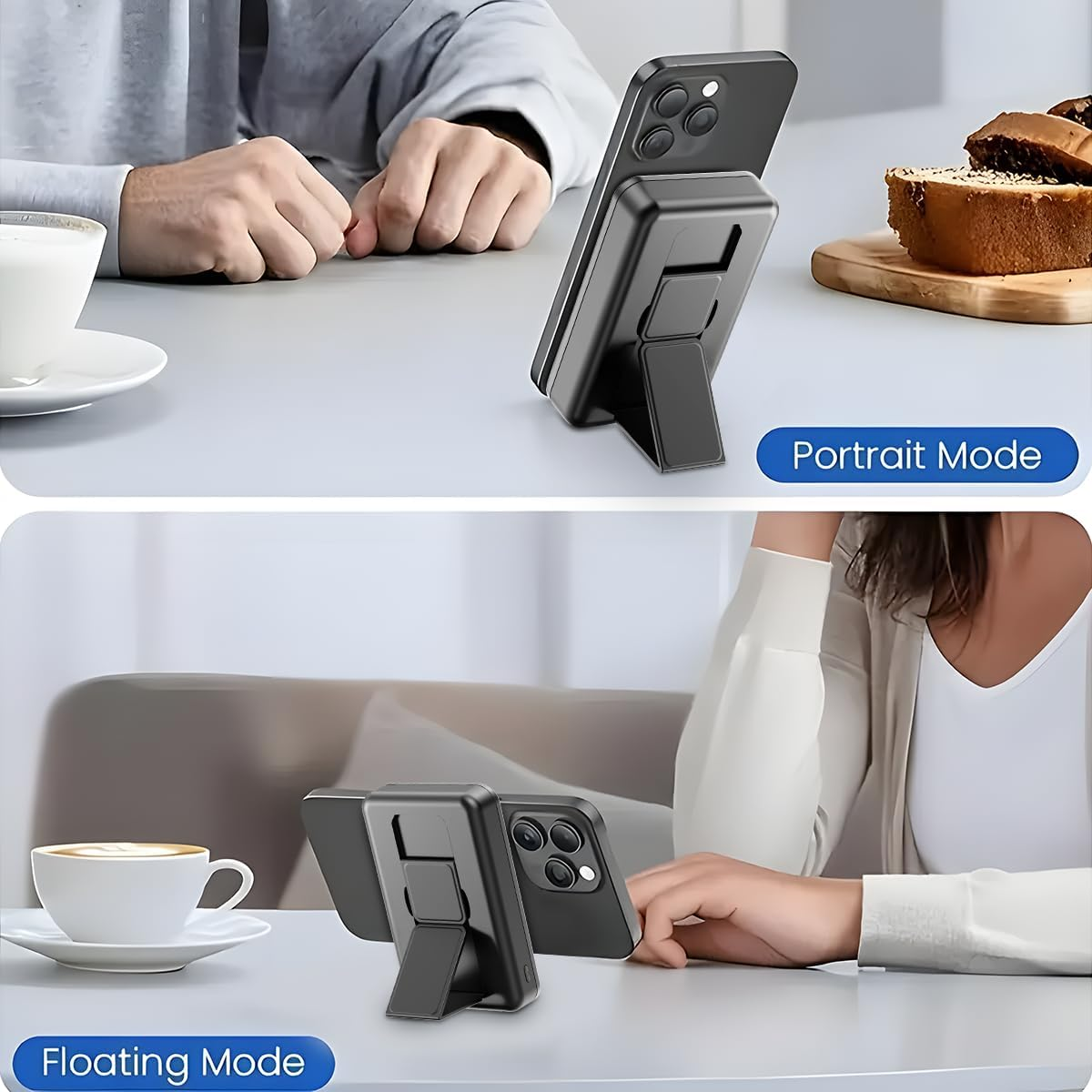 Magnetic Power Bank 20000Mah Portable Charger Wireless LED Display 22.5W Fast Charging Built in 2 Cables and Type-C/Lighting/Usb with Foldable Stand Compatible with Iphone 17 Cell Phone Series-Black image number 2