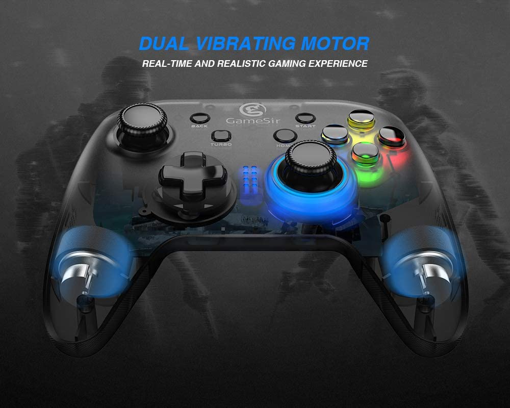 Gamesir T4W PC Controller Wired Game Controller for Windows 10/8.1/8/7 Dual Shock Game Gamepad, USB Gamepad with LED Backlight Joystick Vibration Feedback, Semi-Transparent Design image number 1