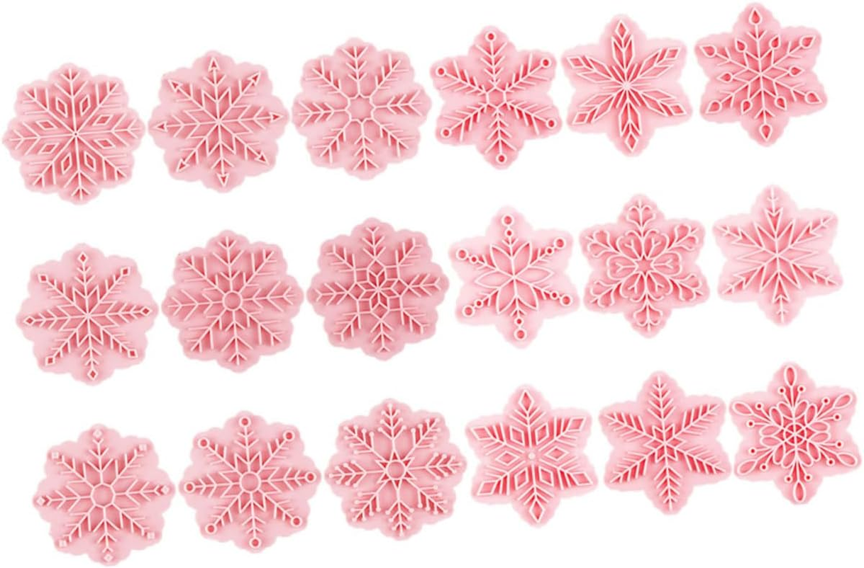Christmas 3D Snowflake Cookie Molds 18Pcs Plastic Press-On Biscuit Stamps Baking Supplies for DIY Holiday Cookies Baking Lovers image number 2