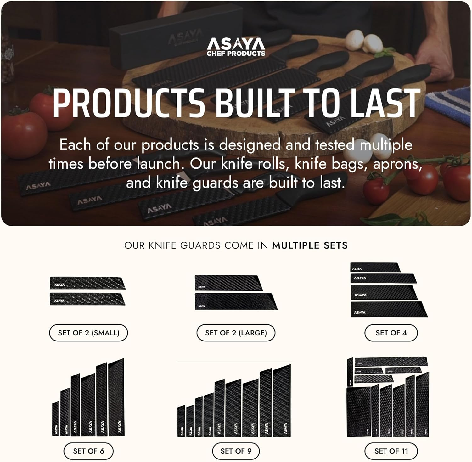 Asaya Professional Knife Edge Guards - Two Universal Streak Knife Covers - 6" X 1" - Extra Strength, ABS Plastic and Bpa-Free Felt Lining, Non-Toxic and Food Safe - Knives Not Included (2 Piece S) image number 4