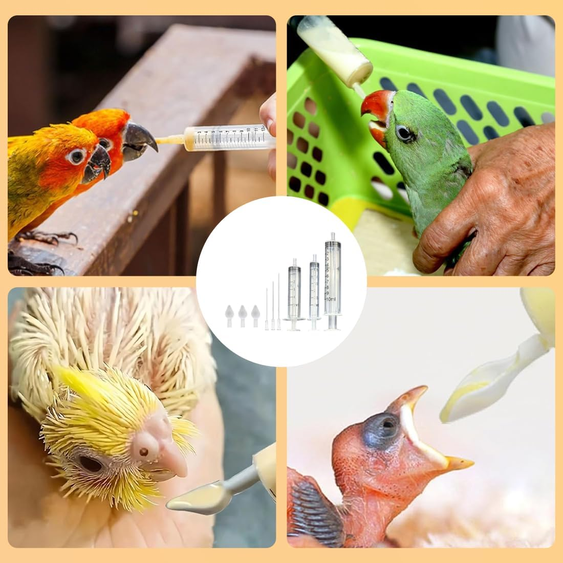 1 Set of Young Birds Feeding with Hose, Includes 3/5/10 Ml Feeder + 8/12/15 Cm Catheter + 3 Spoons, Suitable for Young Birds and Parrots, Essential Accessories for Small Pets image number 1