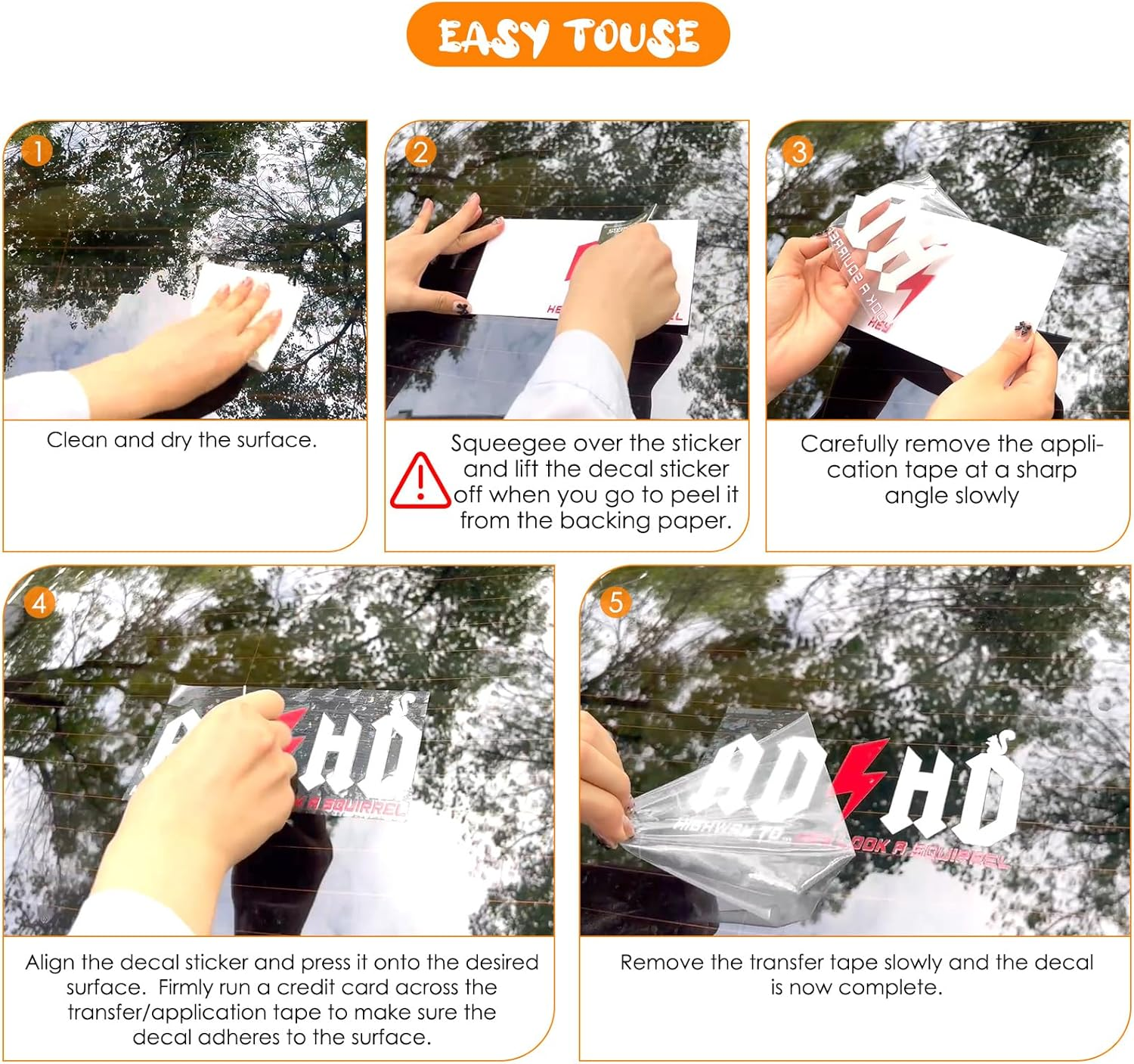 Aolamegs 2 Pcs ADHD Stickers - AD/HD Highway to Hey Look a Squirrel, 8" X 4" Funny Vinyl Truck Decals for Windows, Cars, Trucks, Laptops, Water Bottles