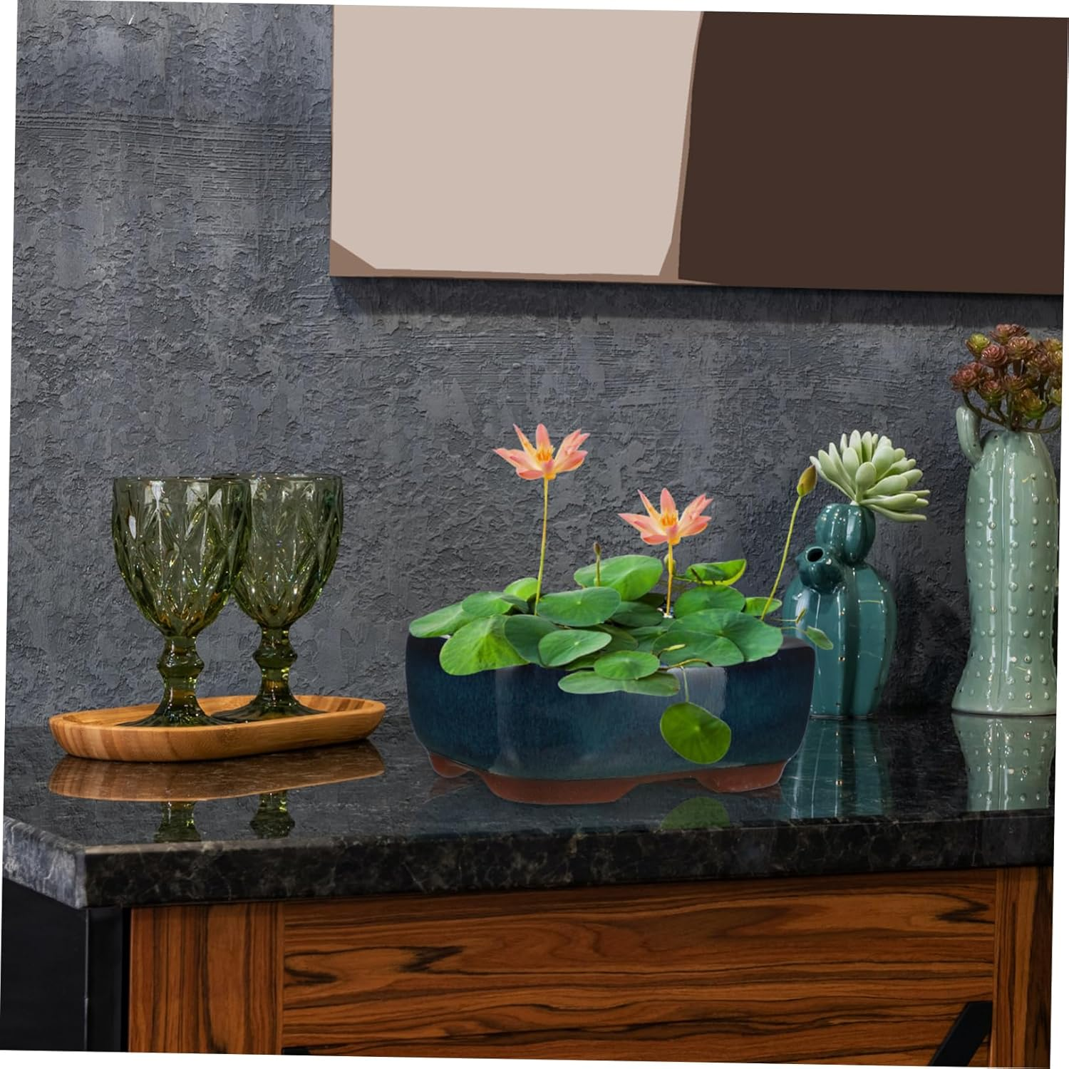 KONTONTY 2Pcs Ceramic Flowerpot Succulent Container Reusable Gardening Planter Indoor Bonsai Garden Supplies image number 2