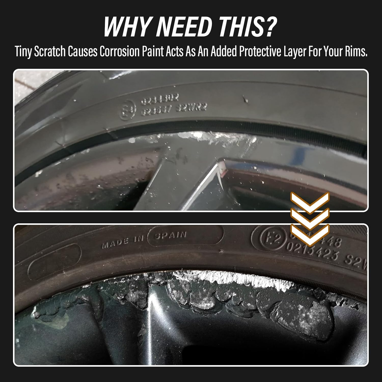 Curb Rim Repair Kit, Matte Black Rim Touch up Paint, Wheel Scratch Repair Kit, Quickly Fix Rim Scratches, Curb Rashes and Surface Damage, Universal Color Black Rim Paint image number 4