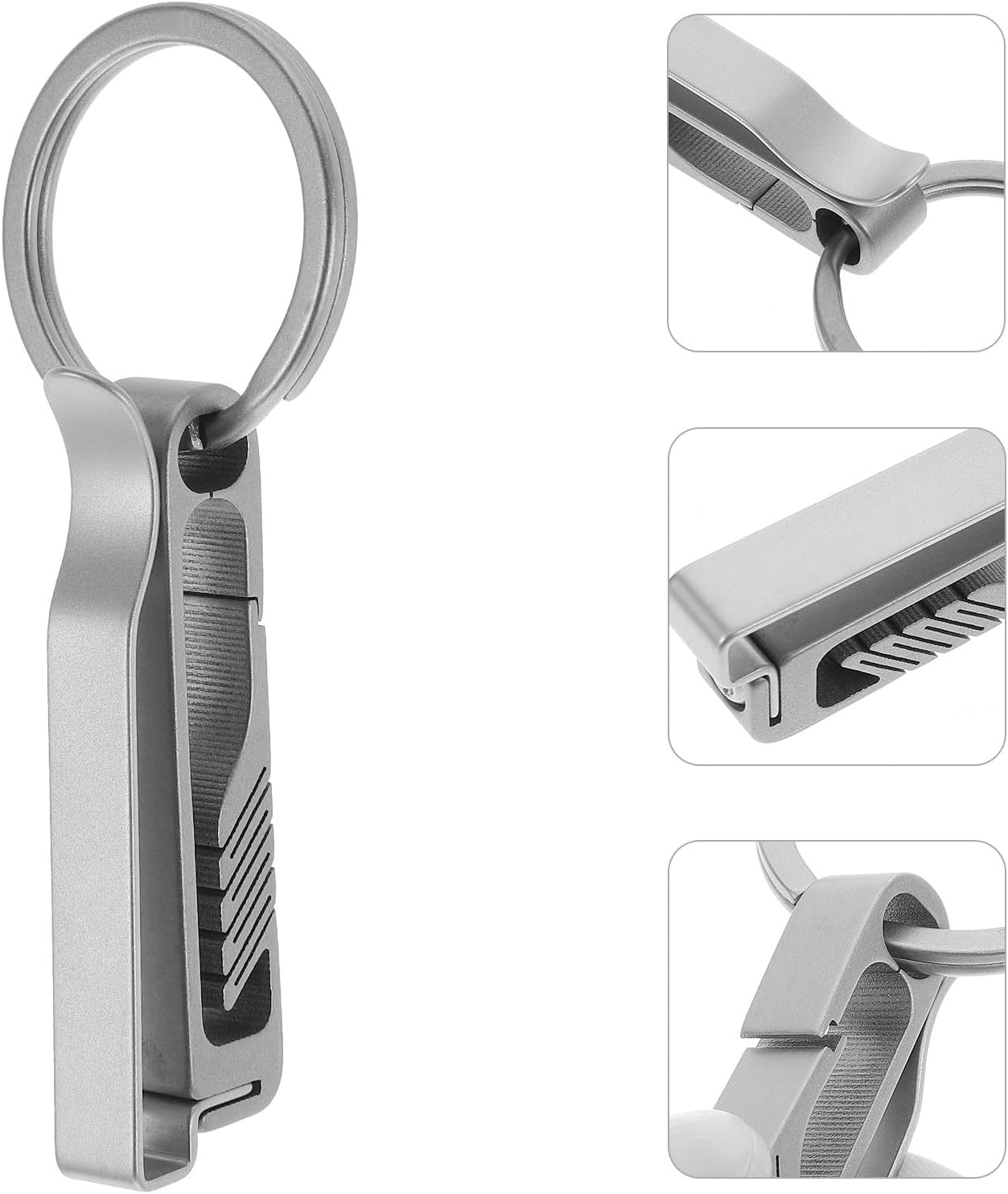 ULTECHNOVO Titanium Keychain Carabiner Clip Double-Sided Use Lightweight Rust-Resistant Key Ring with High Elastic Spring Suitable for Belt, Pants, and Bag Accessories image number 6