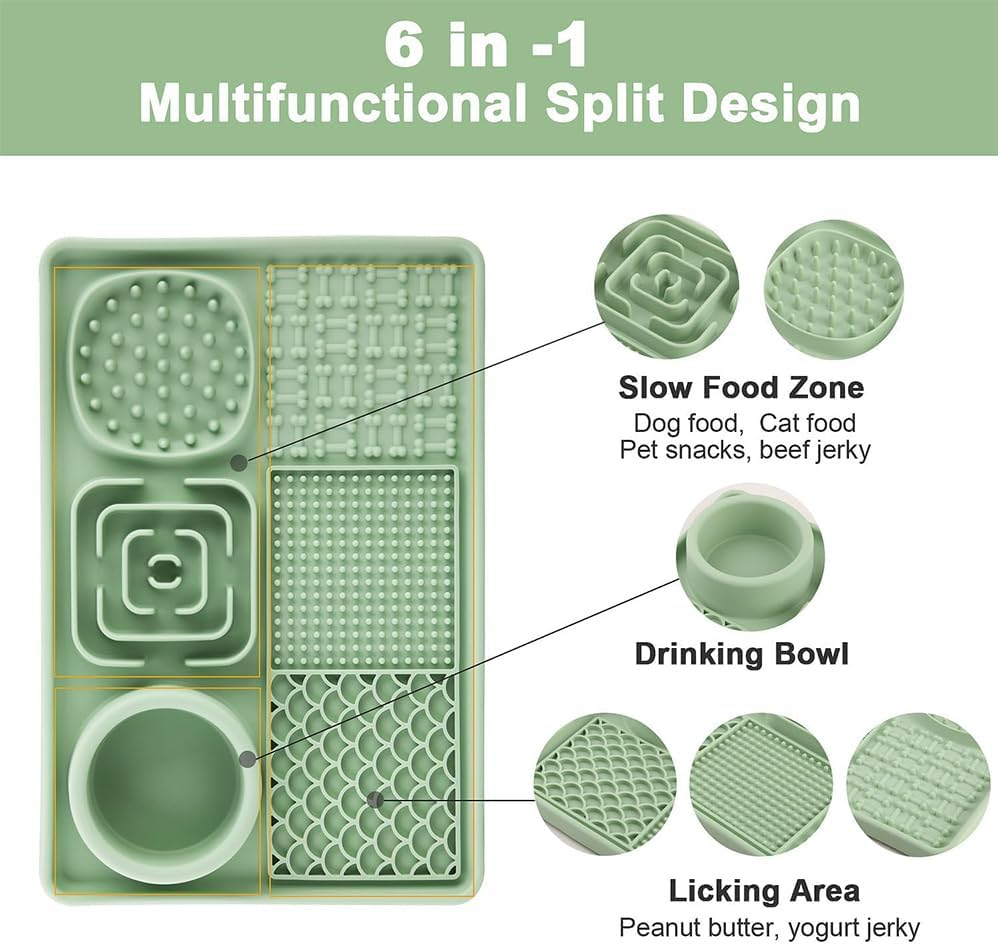Pet Licking Mats,Dog Slow Food Mats,Slow Feeder Licking Mat with Suction Cups for Food and Water,Pet Food Utensils,Silicone Feeding Mat Perfect for Anxiety Relief Suitable for Butter Food Yogurt image number 2