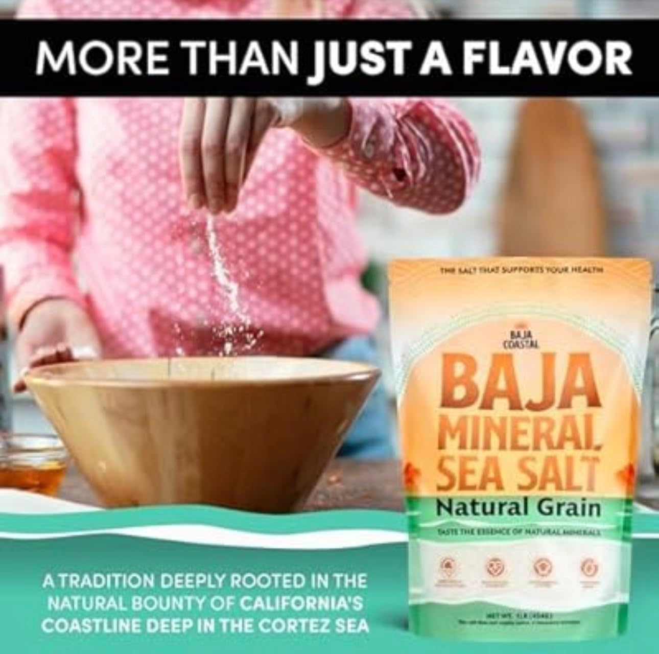 Baja Coastal Sea Salt, Natural Course Grain, 453G, Unrefined Mineral Salt from Sea of Cortez image number 2