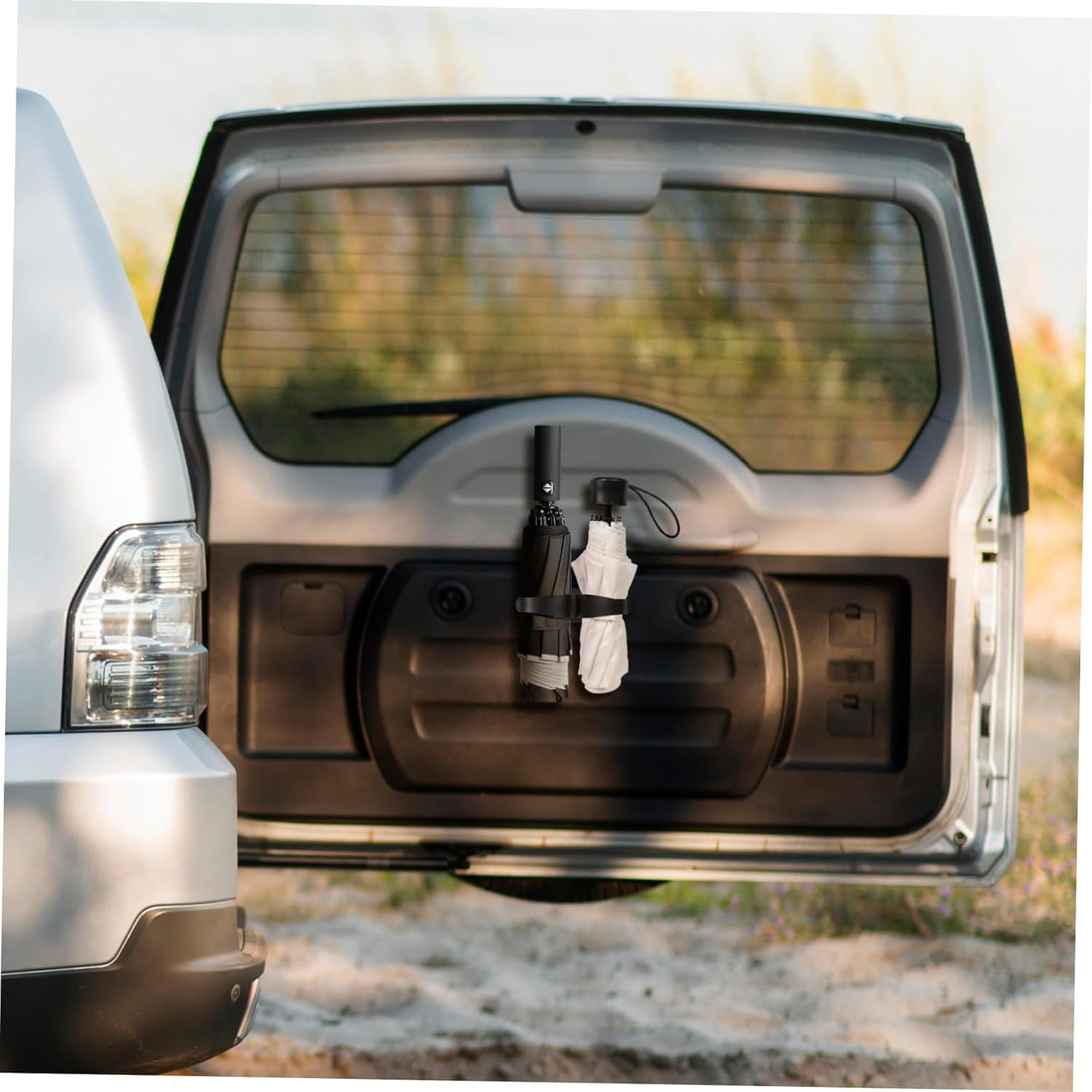 2 Pcs Car Umbrella Holder Clips Black Abs Plastic Screw-In Hooks for Trunk and Door Car Hook Organizer for Umbrella and Bag Storage image number 4