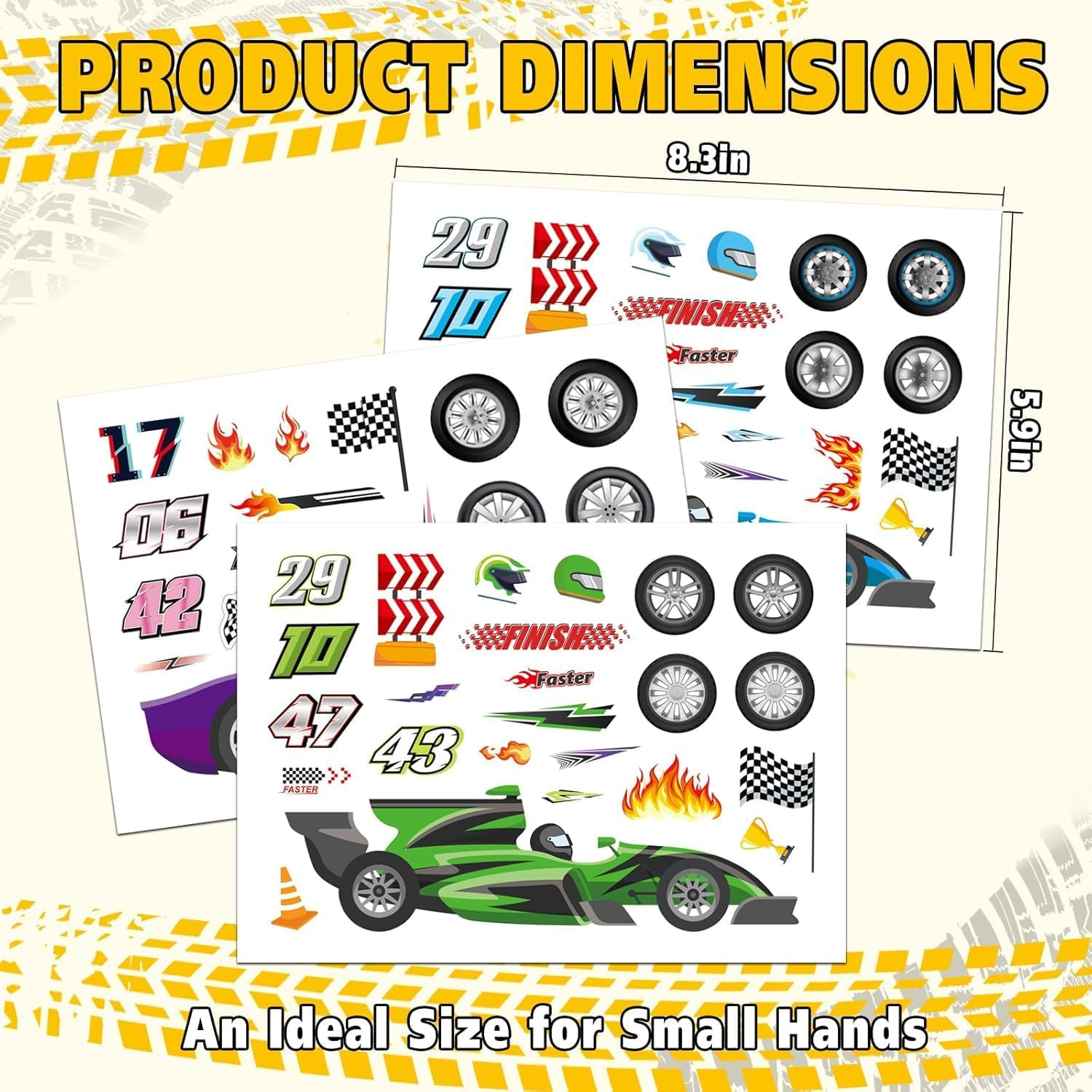 PQCLXUYA 24 Sheets Make Your Own Car Stickers, Creative Race Car Game Stickers for Kids,8 Styles Cartoon Racing Car for Race Car Birthday Party Supplies Favors Toys Rewards Art Craft Activities
