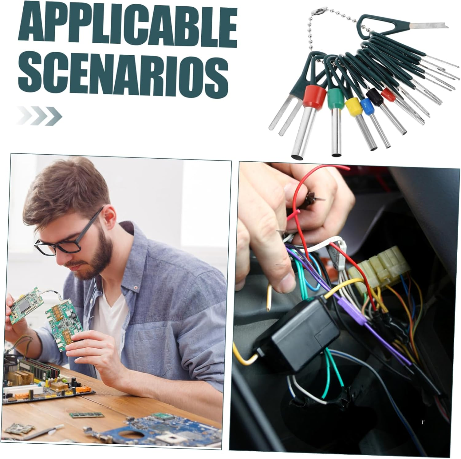 BUGUUYO 18Pcs Terminal Depinning Set Wire Harness Connectors Terminal Ejector for Car image number 3