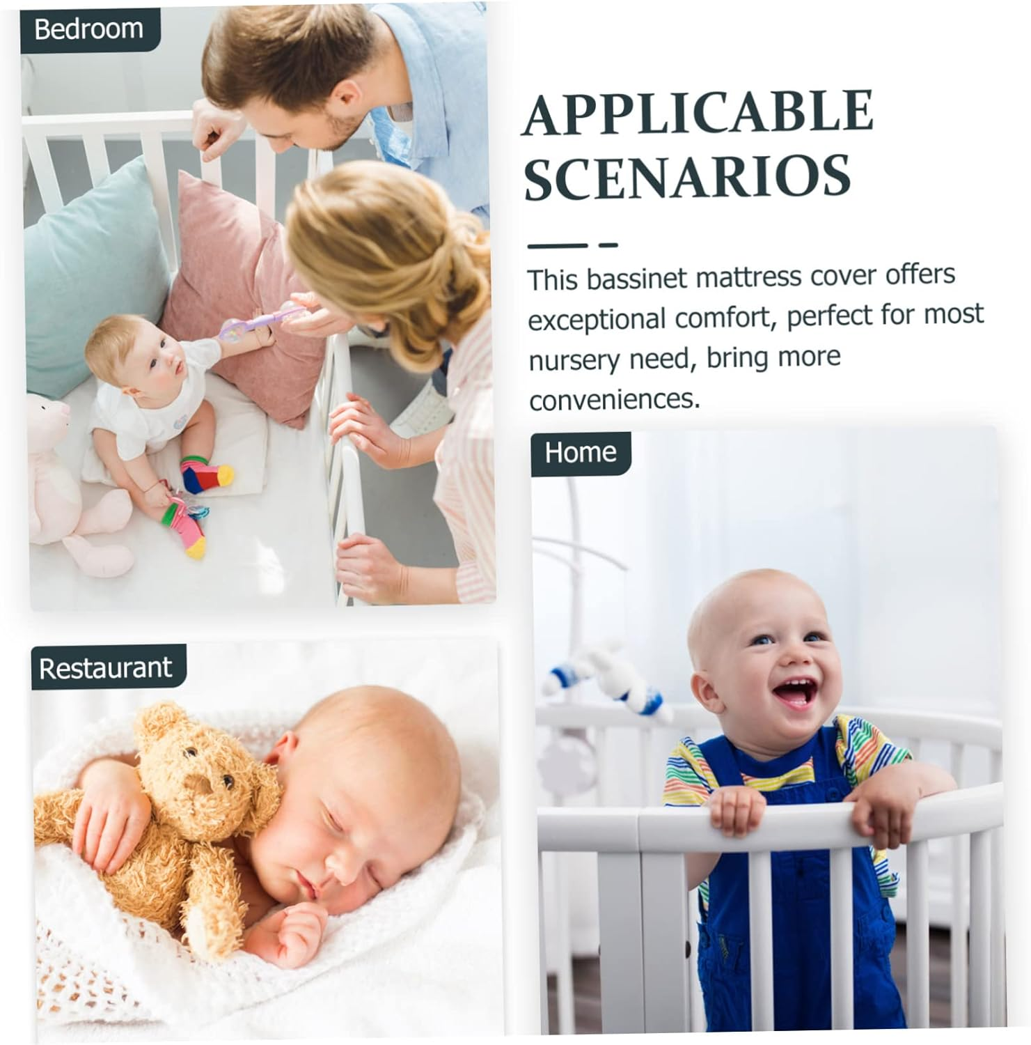 Fitted Bassinet Mattress Pad Cover Bassinet Sheet Removable Washable Elastic Printed Gray Heart Pattern Nursery Bedding image number 6