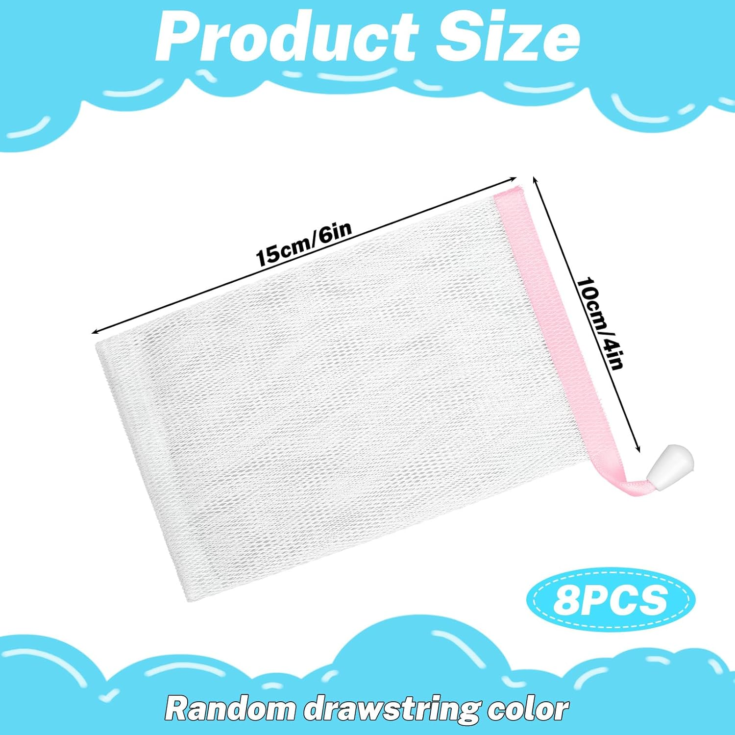 Piriuuo 8 Pcs Soap Bags for Soap Bars, Soap Saver Pouch with Drawstring Mesh Soap Bags Foaming Soap Bar Bag for Bath Shower (Assorted Colors) image number 3