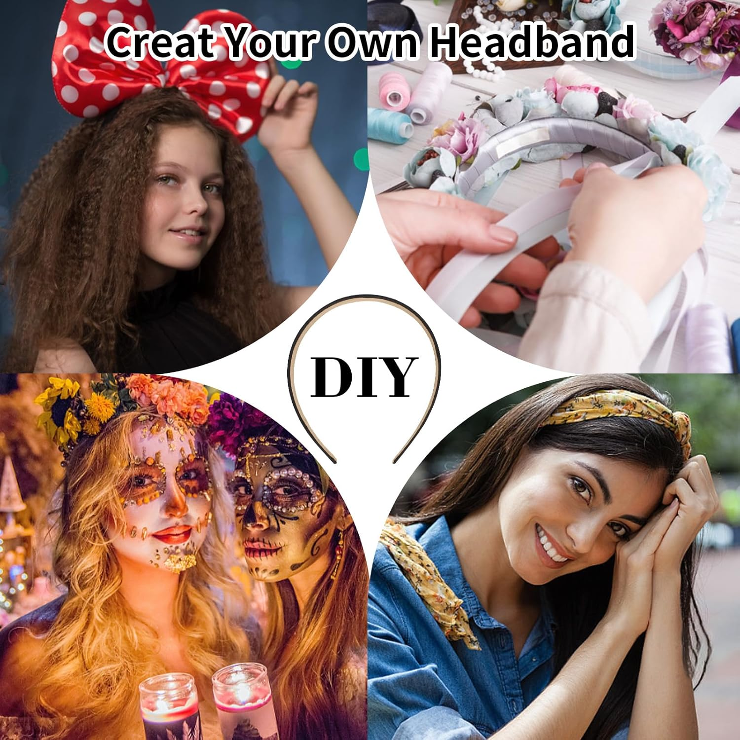 Semato 16 Pcs Black Headbands for Women and Girls 1 Inch Non-Slip Hair Bands Dseign DIY Craft Hair Accessories image number 2