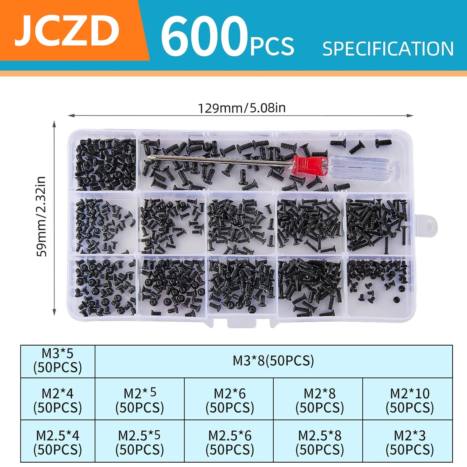 600Pcs M2 M2.5 M3 Laptop Screws, Laptop Notebook Computer Screws Set Kit for IBM HP Dell Samsung Sony Toshiba Gateway Acer Lenovo (12 Sizes) image number 3