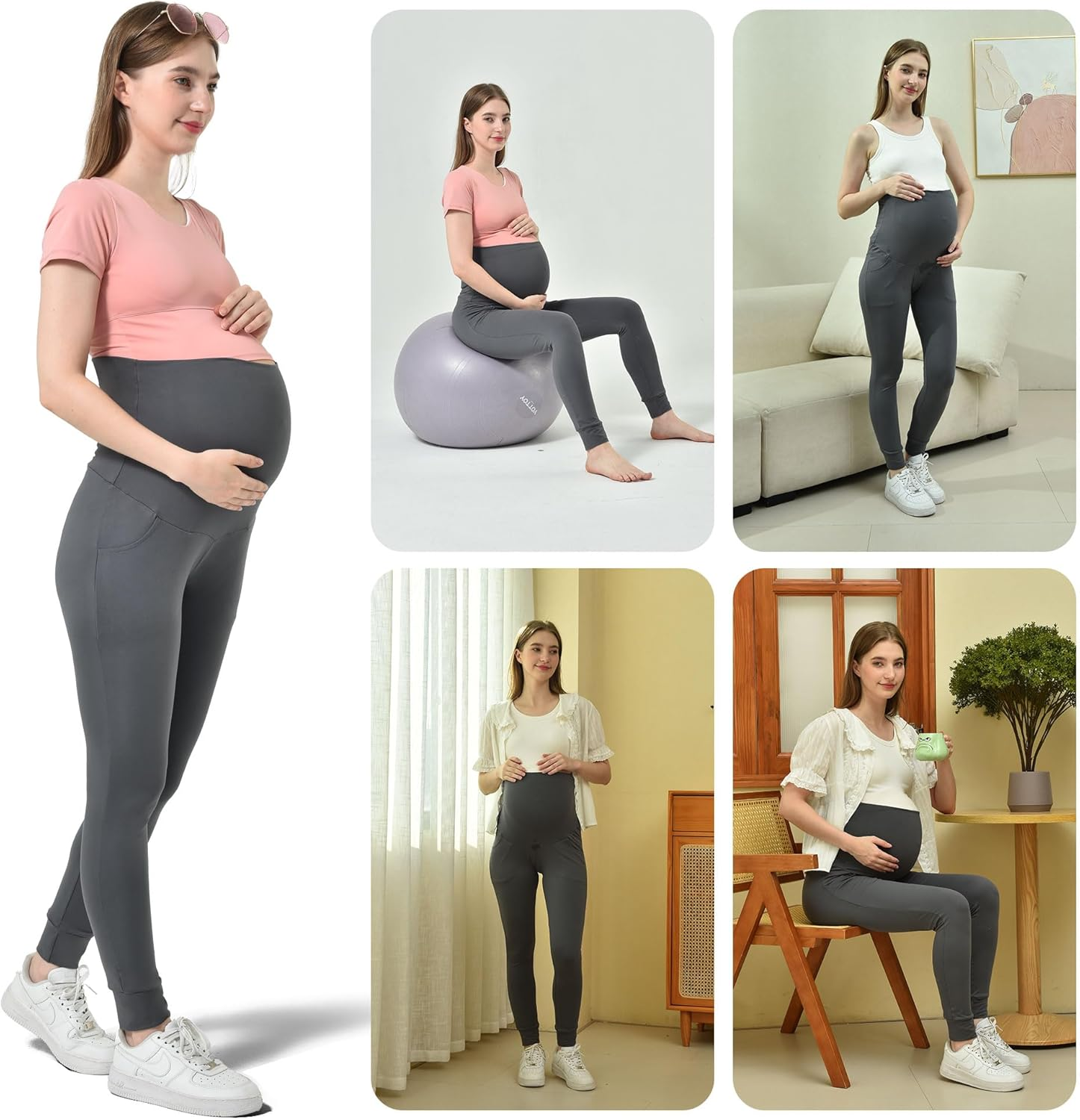 Maternity Joggers for Women - Maternity Casual Pants Activewear Women'S Pregnancy Sweatpants with Pockets image number 3