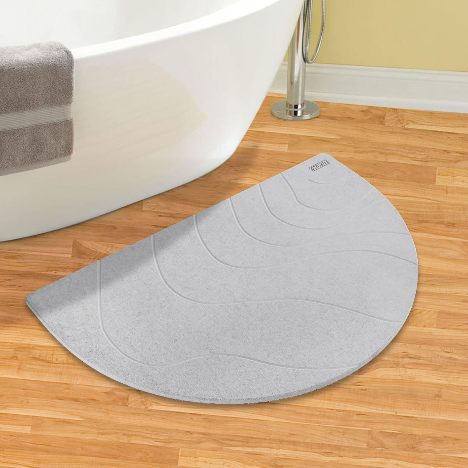 Semi Circle Diatomite Bath Mat | Dry & Clean Bathroom | Quick Dry | Non-Slip & Absorbent Mat | Eco-Friendly Bath Stone | Graphite image number 5