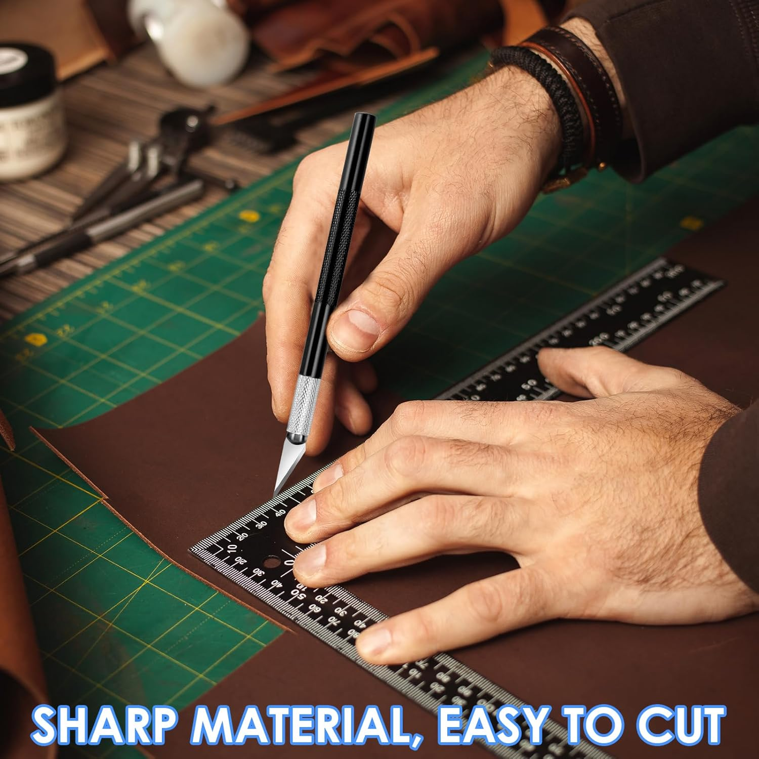 2 Pack Precision Craft Knife Set with 20 Blades, Professional Hobby Knife for Paper, Leather, Fondant & Model Making, Aluminum Alloy Art Knife for Detailed Cutting, Engraving & Scrapbooking