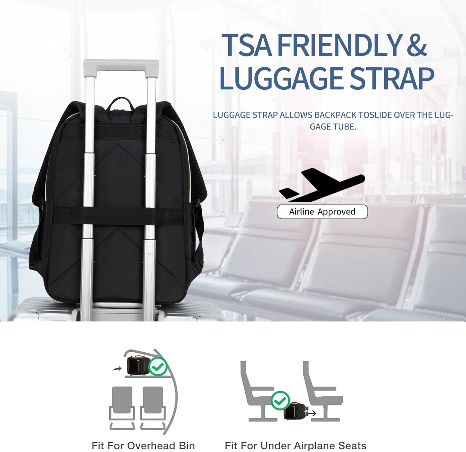 EMPSIGN Laptop Backpack Purse for Women and Men with USB Charging Port, 15.6 Inch Travel Water Resistant Quilted Backpack, High-Capacity 30L Work Business Computer Backpack