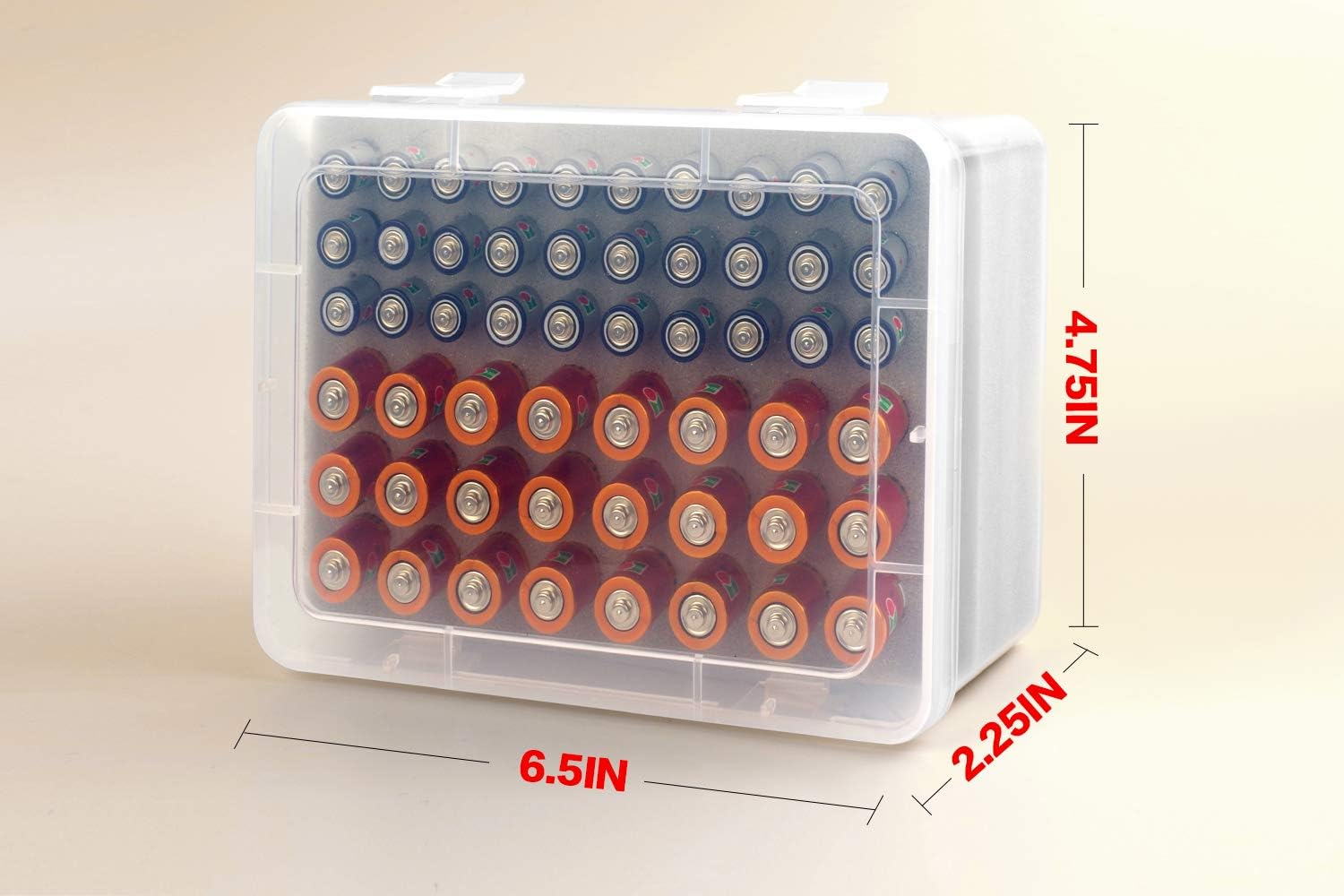 Battery Organizer Storage Box, Garage Case Holder for 24* AA, 30* AAA Batteries (Bag Not Include Batteries Pack) image number 6