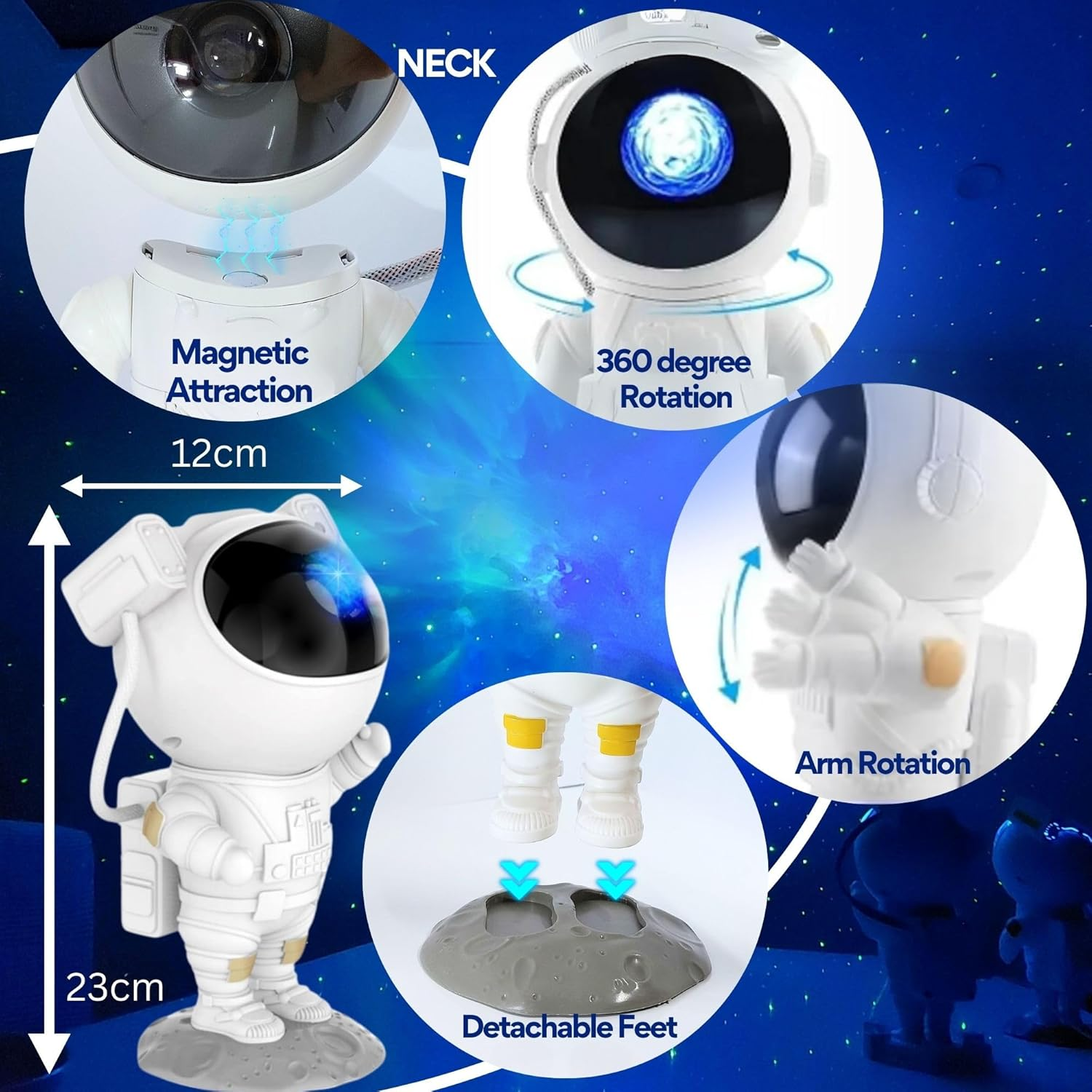 KOSU Astronaut Space Projector, Star Projector Galaxy Night Light, Starry Nebula Ceiling LED Lamp with Timer and Remote, Kids Room Decor, Gifts for Christmas, Birthdays, Party image number 4