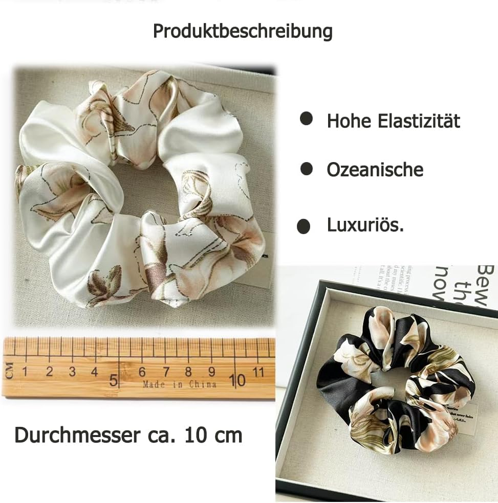 Large Silk Hair Scrunchie, Women'S Silk Scrunchie, Soft Silky Elastic Hair Bobbles, Ponytail Holder, Elastic Hair Band for Women and Girls (Pack of 1) image number 2